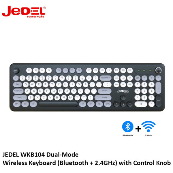 JEDEL WKB104 Dual Mode 2.4G KB Wireless Keyboard with Control Knob