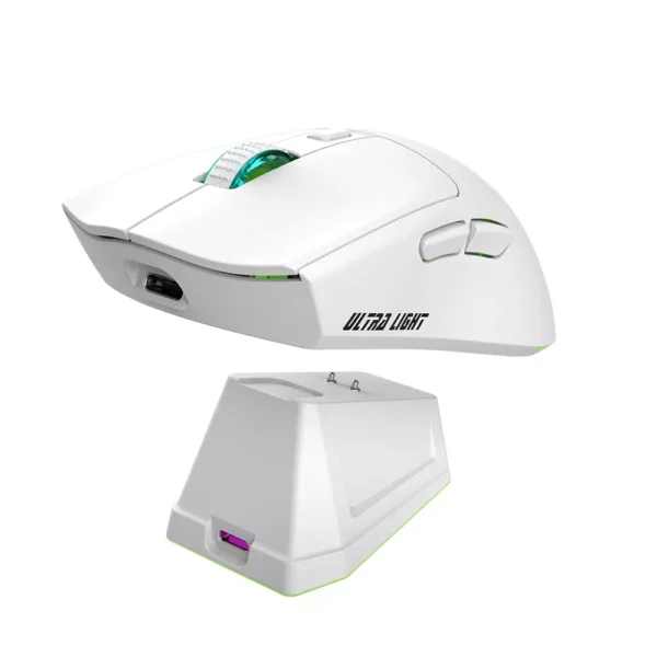 JEDEL WD139 Rechargeable Wireless + Bluetooth Double Mode and Rechargeable Gaming Mouse White