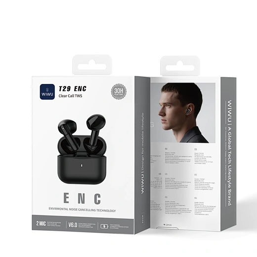 WiWU T29 ENC Half In Ear Dual Mic ENC TWS with HD Sound All Day Comfort